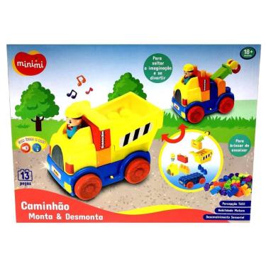 Imagem de Brinquedo Infantil Veiculo Caminhãozinho Caminhão Monta E Desmonta - Emite Luzes E Sons - Blocos De Montar Para Bebê - Minimi - Yes Toys
