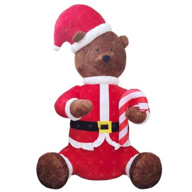 Imagem de Urso Pardo Pelúcia Inflável Led Bivolt Natal Natalino 2.80M