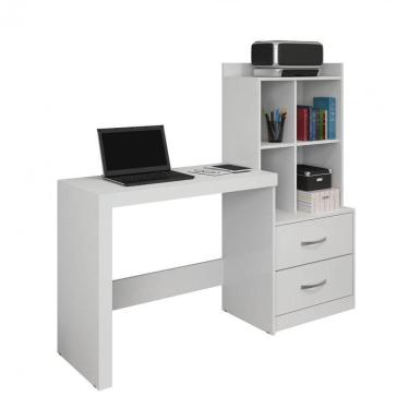 Imagem de Mesa para Computador Alana com Estante 2 Gavetas - Branco