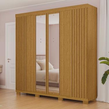 Imagem de Guarda-roupa Casal 230,10cm 6 Portas Ripado 6 Gavetas com Espelho 100% Mdf Magnólia Espresso