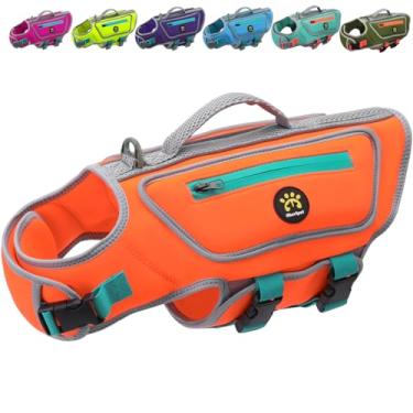 Imagem de Sheripet Colete de natação para cães com anel em D, coletes salva-vidas leves para cães de barco, colete salva-vidas refletivo para cães, jaqueta de neoprene para segurança para animais de estimação