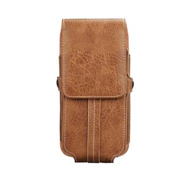 Imagem de WYSJYBHJ Coldre de couro para celular, capa com suporte de cinto para celular, pacote de cintura vintage para celular, pacote de cintura multifuncional para celular, capa carteira com clipe de cinto