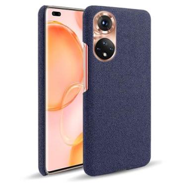 Imagem de Capa para Honor 50 Pro,Capa desenhada em lona,Case Protetora Ultrafina com Empunhadura Macia,Design em Tecido Antichoque e Antiarranhões-Blue