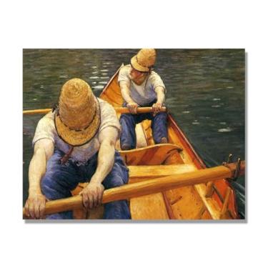 Imagem de Impressões em tela famosas, reprodução em tela, pintura emoldurada, imagem de arte de parede para decoração de casa. (Barqueiro está remando). Somente tela de 80 x 105 cm - 31,5 x 41,3 pol