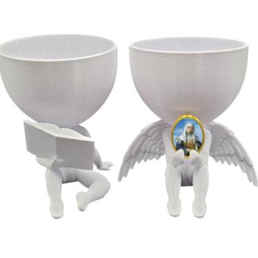 Imagem de Kit Decoração Santa Catarina de Sena  Anjinho + Lendo Biblia - Point d