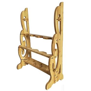 Imagem de Suporte de espada vertical para exibição de espada suporte katana - Suportes de armas para exibição de chão, suportes de espada de artes marciais de madeira, cabides de espada para armazenar várias