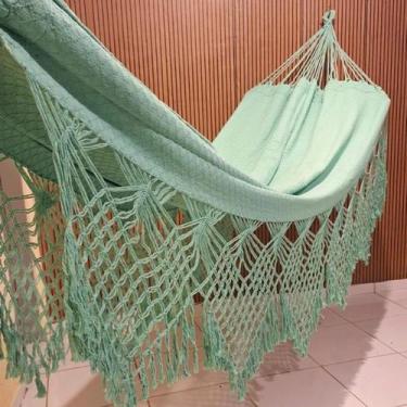 Imagem de rede de descanso dormir verde agua casal reforçada gigante 4,20m algod