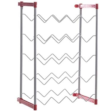 Imagem de Garrafeiro aramado para 20 garrafas de vinho Cromo com Vermelho