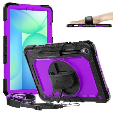 Imagem de Timecity Capa para Samsung Galaxy Tab S10 Lite / S10 FE/ S9 FE/ S9 5G (10,9 polegadas/11 pol.), capa protetora resistente com protetor de tela, suporte giratório, alça de ombro e suporte para caneta S