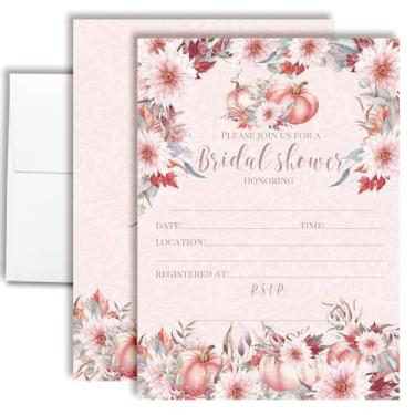 Imagem de Convites para chá de panela floral de outono de abóbora blush - 20 5x7 cartões de preenchimento com envelopes - Convites de chá de casamento de outono por AmandaCreation