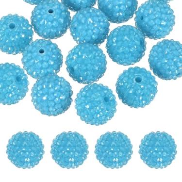 Imagem de PATIKIL Contas de strass de resina de 20 mm para caneta com contas, pacote com 20 bolas de discoteca brilhantes em pedaços redondos de chiclete para chaveiro com contas para fazer joias, artesanato