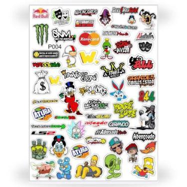 Imagem de Cartela de adesivos 56 unidades - para Bike Carro Moto Capacete impres