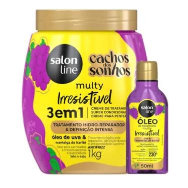 Imagem de Salon Line Kit Creme 3 em 1 1kg + Óleo Reparador 50ml Cachos Dos Sonho