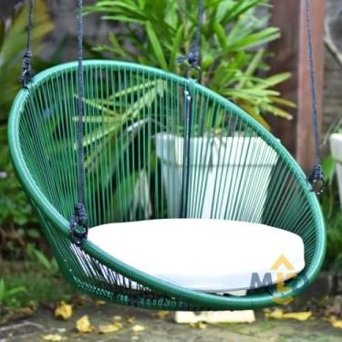 Imagem de Balanço Cadeira Suspensa Pergolado Teto Edículas Sacadas Pendurado Casa Jardim Varanda Varanda(VERDE/BRANCO BALANÇO)