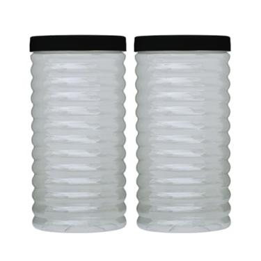 Imagem de Kit 2 Pote Plástico Ondulado Mantimentos Organizador Multiuso 1,5LT (Fumê)