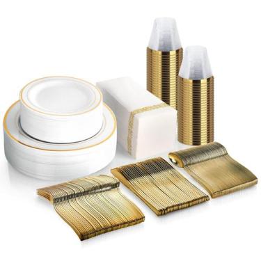 Imagem de Conjunto de louças MCIRCO Gold 350 peças com 100 pratos e 50 xícaras -