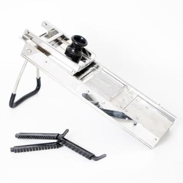 Imagem de Lehman's Fatiador de vegetais Mandoline dobrável, lâminas intercambiáveis para fatiar vegetais tudo-em-um, fácil de limpar, armazene na horizontal