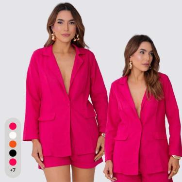 Imagem de Blazer Feminino em Alfaiataria Linho - IV STORE, Pink, G(42-44)