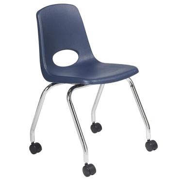 Imagem de Cadeira escolar móvel de 45,7 cm com rodas giratórias para crianças, adolescentes e adultos; assento ergonômico para sala de aula, escola em casa ou escritório - azul-marinho, 11552-NV