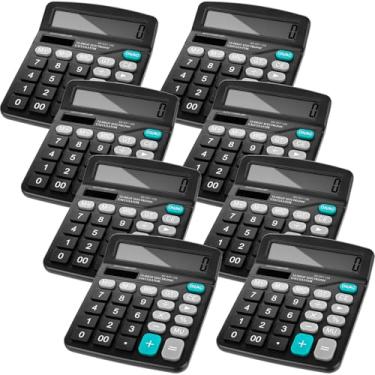 Imagem de Calculadoras de mesa de 8 peças, calculadora de energia solar dupla de 12 dígitos, calculadoras básicas de mão para escritório, escola, casa (preto)