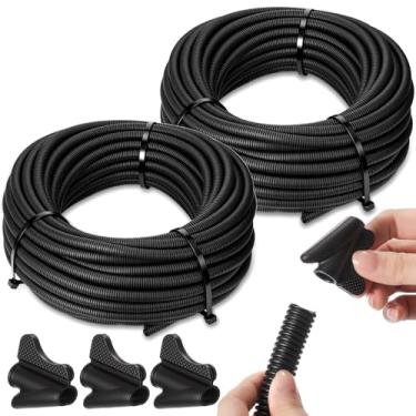 Imagem de Sasylvia Tubo de tear de fio dividido de 2,5 cm x 18,3 m com ferramenta de instalação, conjunto de proteção de conduíte elétrico flexível em massa