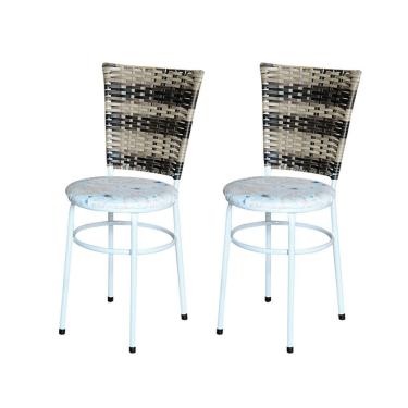Imagem de 2 Cadeiras Branca Para Cozinha Hawai Cappuccino Premium Assento Floral Cor:floral Areia