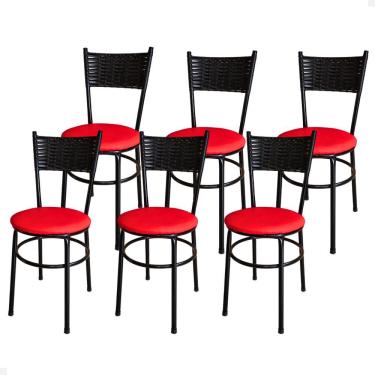 Imagem de Conjunto 6 Cadeiras Pretas Para Cozinha Viena Cor:vermelho