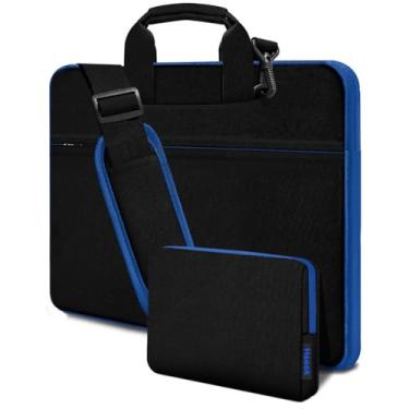 Imagem de Hseok Bolsa de ombro para laptop de 15,6 a 16 polegadas, durável à prova de choque, bolsa de transporte para computador com vários bolsos e alça compatível com a maioria dos notebooks de 15,6 e 16