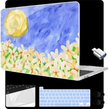 Imagem de MEEgoodo Capa para MacBook Pro de 13 polegadas 2022 2021 2020 A2338 M2/M1 A2251 A2289 com Touch ID, capas rígidas transparentes para laptop com capa para webcam, filme trackpad e adaptador tipo C