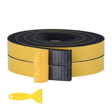 Imagem de Decapagem de espuma para portas 1 '' W x 3/8 '' T Auto-adesiva resistente à umidade e isolação tira para janela de porta deslizante Mesa de escritório Ar condicionado 6,56 pés x 2 rolos