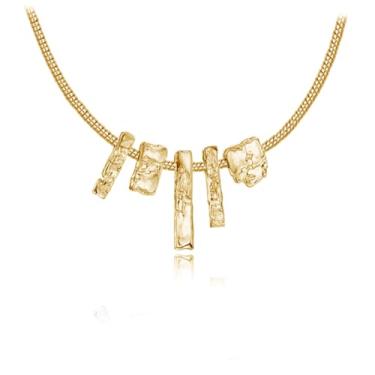 Imagem de Colar com pingente de geometria irregular de personalidade, moderno, estilo metálico, clavícula, temperamento, banhado a ouro 18K, colar feminino M802-1