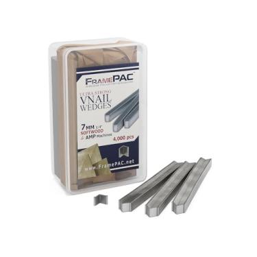 Imagem de Unhas em V para moldura de imagem – Ultra forte – 7 mm (1/4 polegadas) anabela de vinil para juntar-se a molduras de quadro de cantos – Molduras de madeira macia – AMP [4000 V pacote de unhas, empilhado]