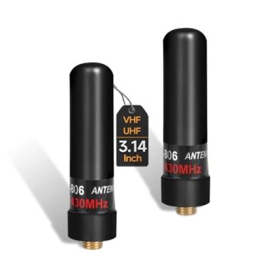 Imagem de ABBREE Antena de rádio amador VHF/UHF banda dupla 1,96 polegadas mini antena SMA-fêmea para Baofeng UV-5R MINI AR-5RM UV-5RM BF-F8HP Pro K5PLUS DM32 UV32 GM21 Quansheng K6 UVK5(8) Antena de rádio