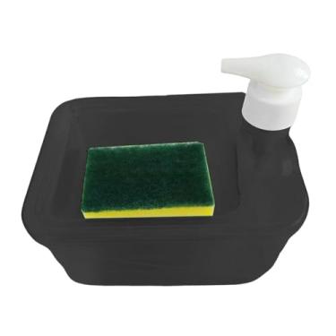 Imagem de Fenteer Dispensador de sabão e esponja para lavar louças e pratos, bomba de sabão (esfregão incluso), multiuso, 1L, grande capacidade para
