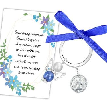 Imagem de MKISHINE Something Blue for Bride to Be on Wedding Gifts Bridal Angel Bouquet from Mom Dad Grandma Sister Friends, Bride's Old Sixpence Coin with Wedding Card for Bride, Sixpence for Her Shoe