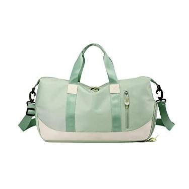 Imagem de Forestfish Bolsas de ginástica para mulheres, bolsa de viagem noturna com bolso molhado e compartimento para sapatos, Verde, Bolsa de mão