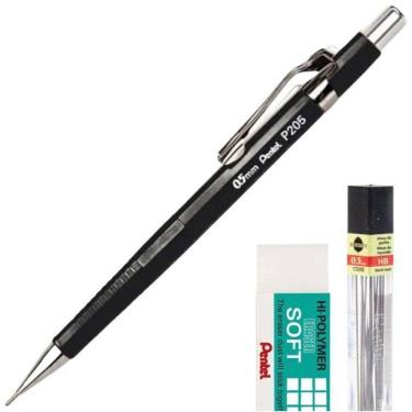 Imagem de Kit Lapiseira Pentel P205 0.5 Mm Grafite Hb 0.5Mm E Borracha
