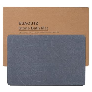 Imagem de BSAOUTZ Tapete de banho de pedra, tapete de banheiro de terra diatomácea natural, super absorvente, secagem rápida, tapetes de pedra antiderrapantes para banheiro, cozinha, entrada, fácil de limpar
