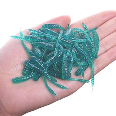 Imagem de ZZTWER Isca macia de minhoca vermelha com cheiro de 50 peças, isca de pesca realista com simulação realista de 45 mm iscas artificiais de silicone com sabor de camarão