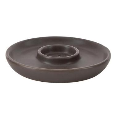 Imagem de 47th & Main Castiçais votivos e de incenso para castiçais, suporte de vela decorativo moderno de cerâmica para mesa de jantar, 12,7 cm de diâmetro x 1,90 cm de altura, marrom