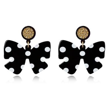 Imagem de YasiIm Brincos de pingente de borboleta chiques feitos à mão com borla de bolinhas, brincos pendentes de cristal brilhante redondo com estrela oca e gancho de flor para mulheres, Large, Acrílico, Sem