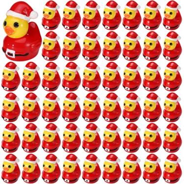Imagem de Foilswirl 50 peças de mini resina de Natal Papai Noel pato minúsculo estatueta de patos minúsculos figuras de animais de Natal decoração de Papai Noel para casa de bonecas acessórios de ornamento