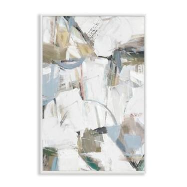 Imagem de Stupell Industries Design de arte giclée emoldurado branco abstrato de ressonância colorida por Hannah Dawson, 76 x 50 cm