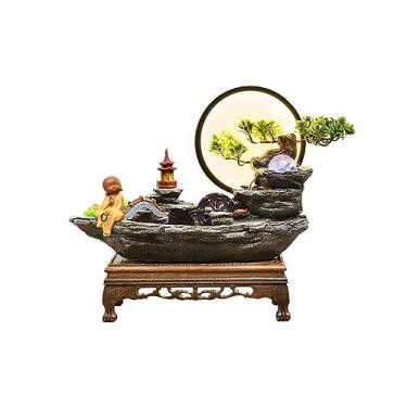 Imagem de Fonte de mesa ornamento de bonsai rochoso de mesa ornamento de fonte de água Fengshui Lucky para decoração de quarto de escritório em casa