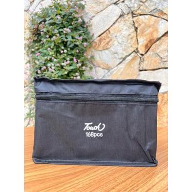 Imagem de Canetinha Ponta Dupla para Colorir Kit Estojo de Canetas Escolar Marcador Coloridas Permanente Duas Pontas (168 Cores)