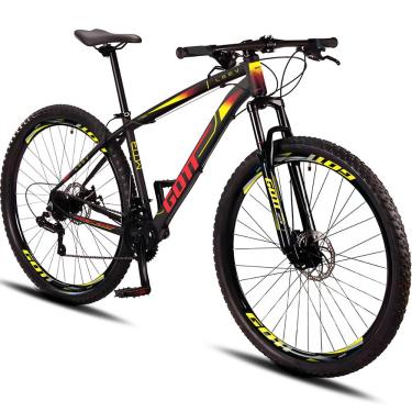 Imagem de Bicicleta Aro 29 Alumínio Gott 21v Freio a Disco Leev - Amarelo/Vermelho - 19