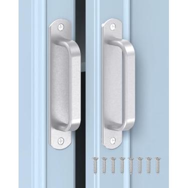 Imagem de Anobeyi Maçaneta deslizante de porta de celeiro de 14 cm - Puxadores de armário de ferragens de alumínio para gaveta, armário, chuveiro/vidro/galpão/cozinha/portas de portão de garagem com parafusos