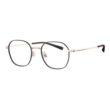 Imagem de BOLON Armação redonda ultra leve de titânio BA7007, marca exclusiva de óculos da EssilorLuxottica, Ouro rosa e preto fosco, lente de demonstração, 49mm