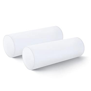 Imagem de Hofdeco Premium Enchimento de almofada reforçada, conjunto de 2, 23 x 66 cm (para tamanho da capa 20 cm x 61 cm) resistente à água sintético para pátio, banco, jardim, piscina, branco