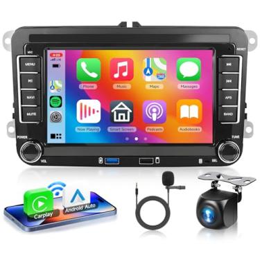 Imagem de Estéreo automotivo 2G + 64G Android 13 Double Din para Volkswagen SEAT Skoda Jetta Golf Polo sem fio Carplay Android Auto, rádio VW de 17 polegadas com GPS, WiFi, Bluetooth, FM, EQ, câmera de reserva